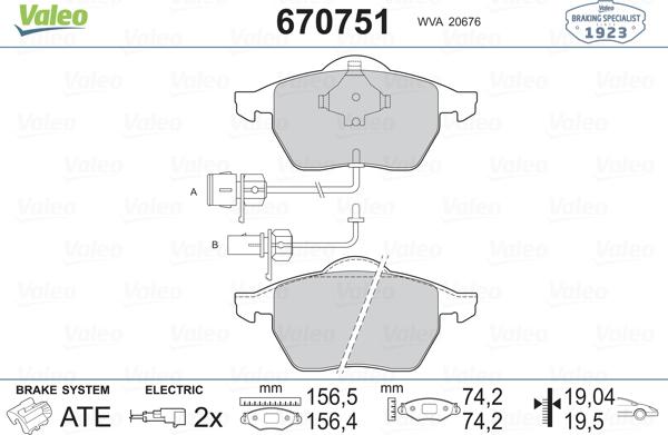 Valeo 670751 - Jarrupala, levyjarru inparts.fi