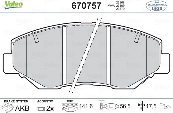 Valeo 670757 - Jarrupala, levyjarru inparts.fi