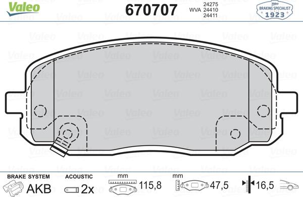 Valeo 670707 - Jarrupala, levyjarru inparts.fi