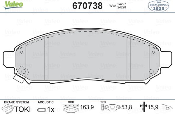 Valeo 670738 - Jarrupala, levyjarru inparts.fi