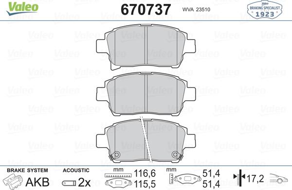 Valeo 670737 - Jarrupala, levyjarru inparts.fi