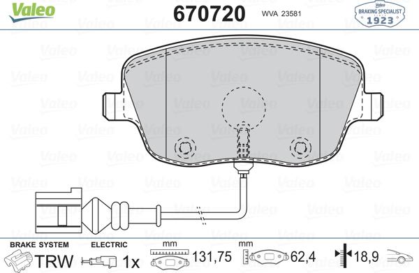 Valeo 670720 - Jarrupala, levyjarru inparts.fi