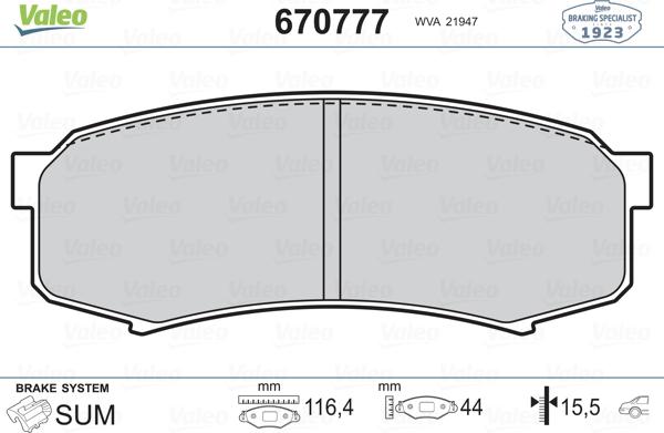 Valeo 670777 - Jarrupala, levyjarru inparts.fi