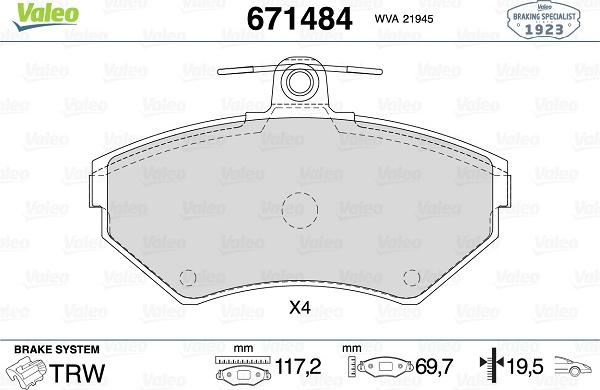 Valeo 671484 - Jarrupala, levyjarru inparts.fi