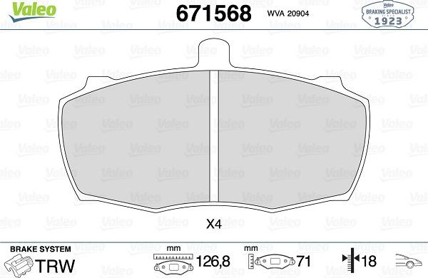 Valeo 671568 - Jarrupala, levyjarru inparts.fi