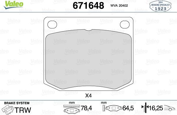 Valeo 671648 - Jarrupala, levyjarru inparts.fi