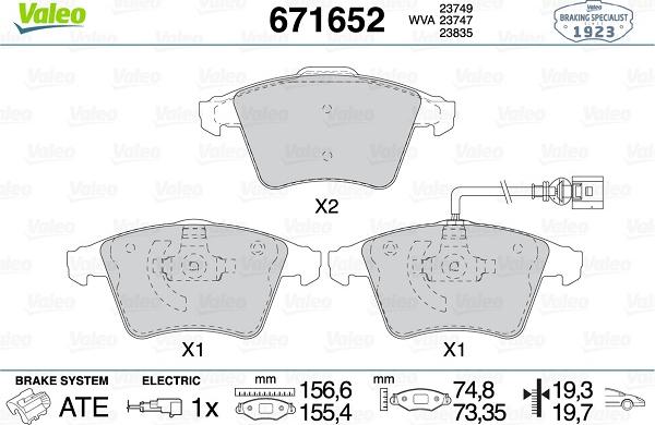 Valeo 671652 - Jarrupala, levyjarru inparts.fi