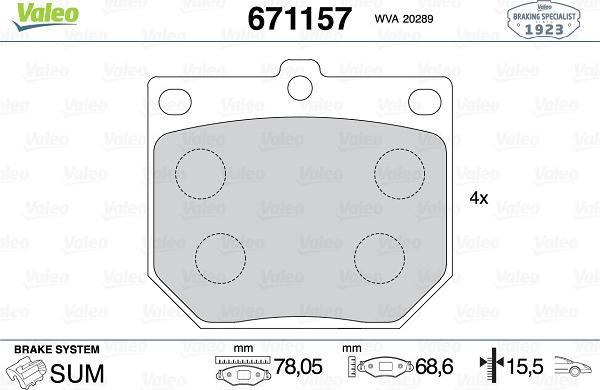 Valeo 671157 - Jarrupala, levyjarru inparts.fi