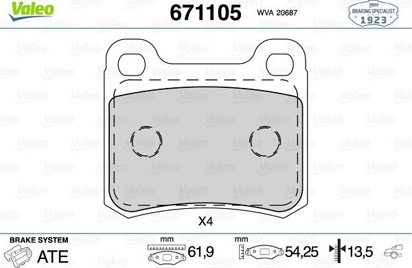 Valeo 671105 - Jarrupala, levyjarru inparts.fi