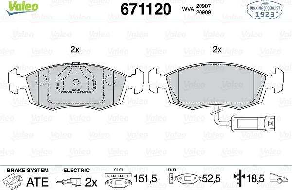 Valeo 671120 - Jarrupala, levyjarru inparts.fi