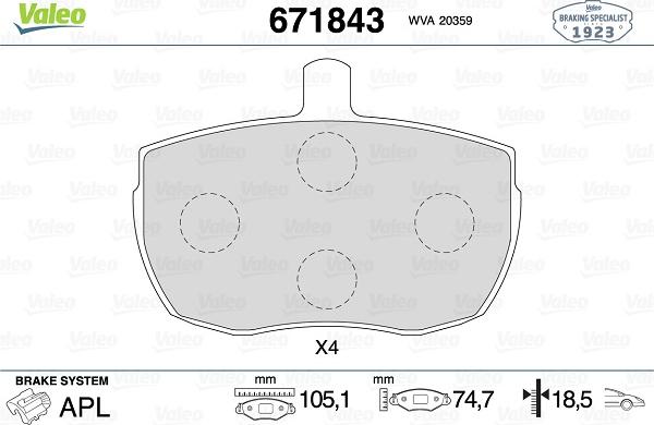 Valeo 671843 - Jarrupala, levyjarru inparts.fi