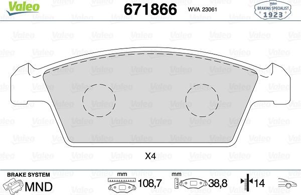 Valeo 671866 - Jarrupala, levyjarru inparts.fi