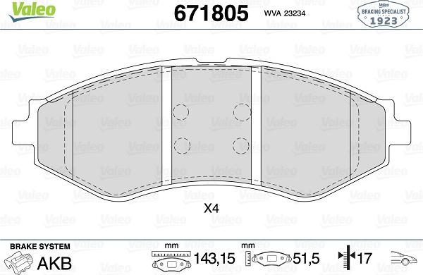 Valeo 671805 - Jarrupala, levyjarru inparts.fi