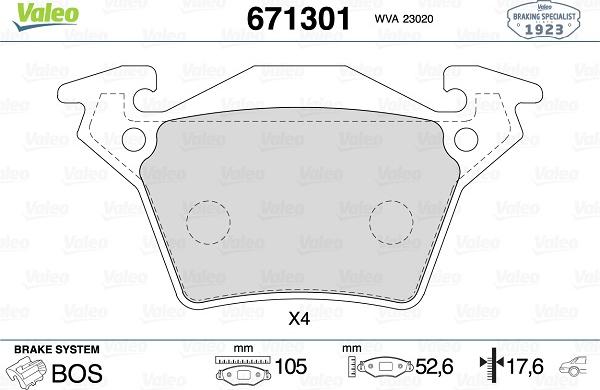 Valeo 671301 - Jarrupala, levyjarru inparts.fi