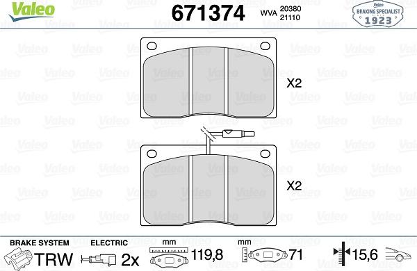 Valeo 671374 - Jarrupala, levyjarru inparts.fi