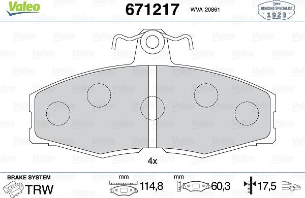 Valeo 671217 - Jarrupala, levyjarru inparts.fi