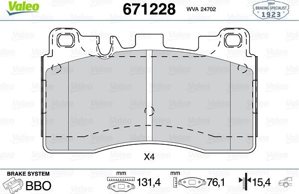 Valeo 671228 - Jarrupala, levyjarru inparts.fi