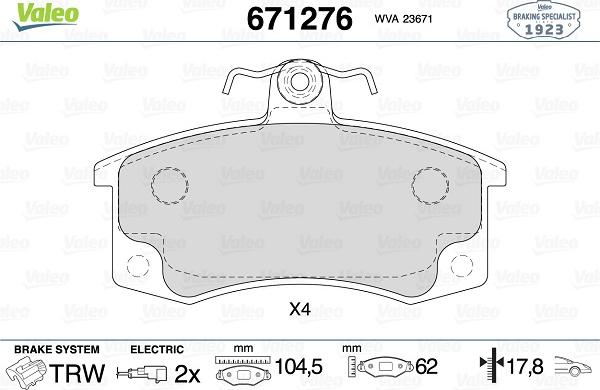 Valeo 671276 - Jarrupala, levyjarru inparts.fi