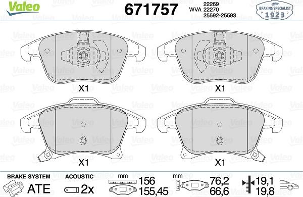 Valeo 671757 - Jarrupala, levyjarru inparts.fi