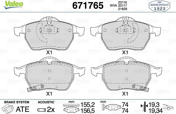 Valeo 671765 - Jarrupala, levyjarru inparts.fi