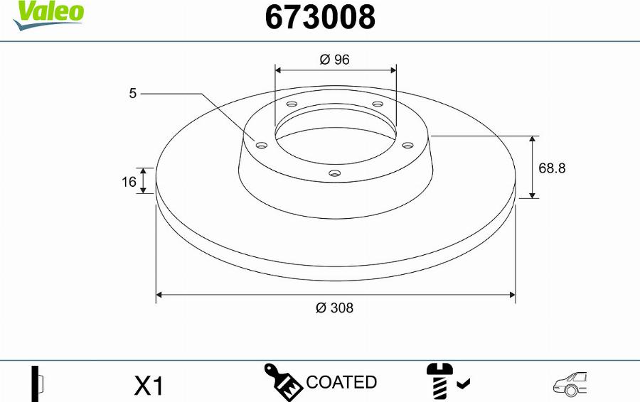 Valeo 673008 - Jarrulevy inparts.fi