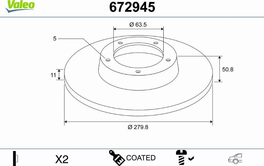 Valeo 672945 - Jarrulevy inparts.fi