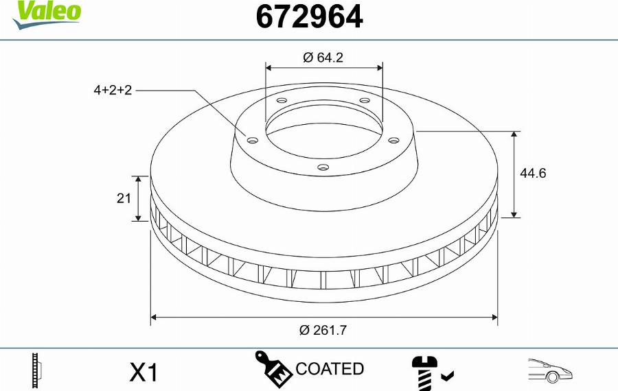 Valeo 672964 - Jarrulevy inparts.fi