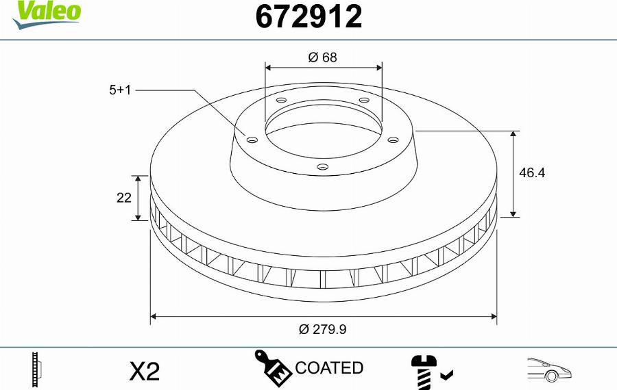 Valeo 672912 - Jarrulevy inparts.fi