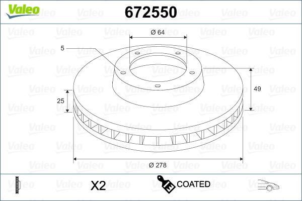 Valeo 672550 - Jarrulevy inparts.fi