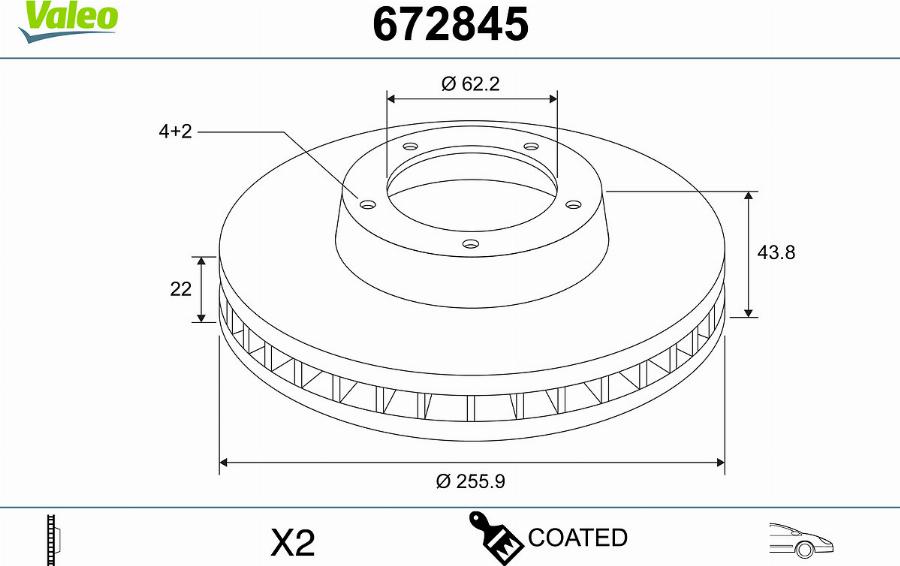 Valeo 672845 - Jarrulevy inparts.fi