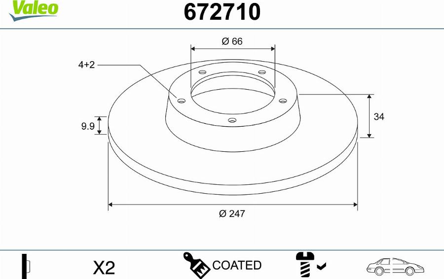 Valeo 672710 - Jarrulevy inparts.fi