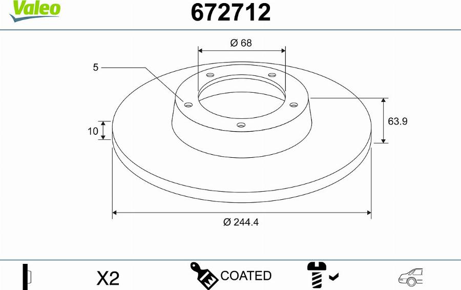 Valeo 672712 - Jarrulevy inparts.fi