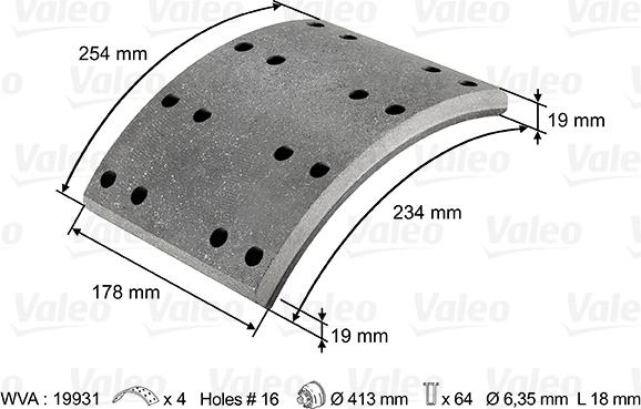 Valeo 124027 - Jarruhihnasarja, jarrurumpu inparts.fi