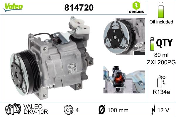 Valeo 814720 - Kompressori, ilmastointilaite inparts.fi