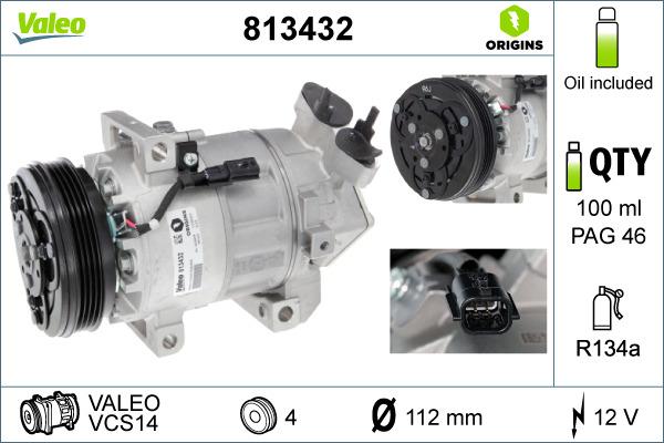 Valeo 813432 - Kompressori, ilmastointilaite inparts.fi