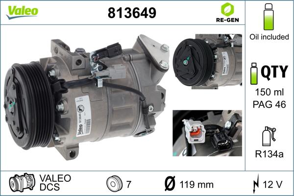 Valeo 813649 - Kompressori, ilmastointilaite inparts.fi