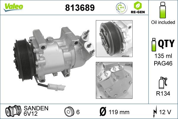 Valeo 813689 - Kompressori, ilmastointilaite inparts.fi