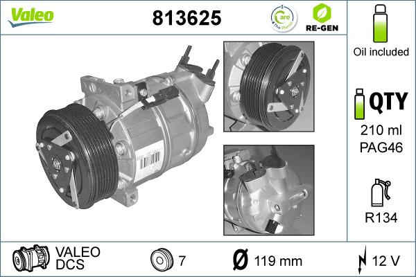 Valeo 813625 - Kompressori, ilmastointilaite inparts.fi