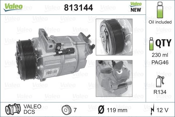 Valeo 813144 - Kompressori, ilmastointilaite inparts.fi