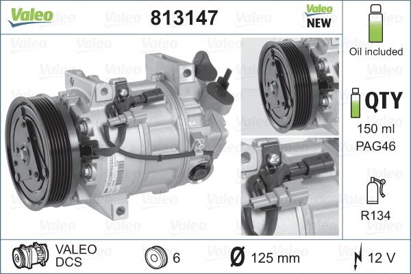 Valeo 813147 - Kompressori, ilmastointilaite inparts.fi