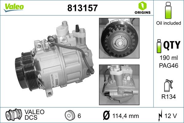 Valeo 813157 - Kompressori, ilmastointilaite inparts.fi