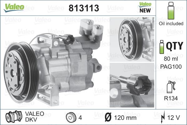 Valeo 813113 - Kompressori, ilmastointilaite inparts.fi