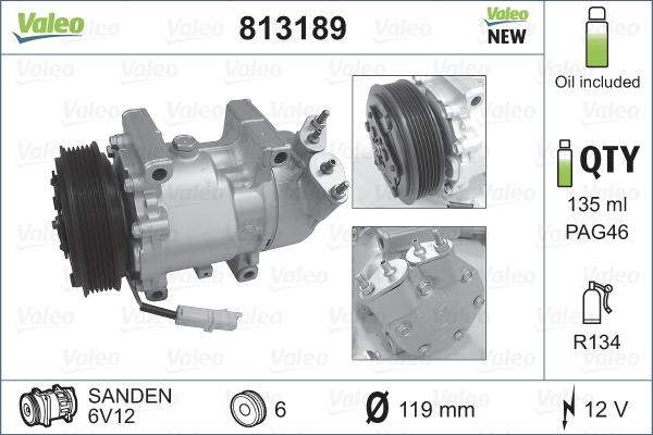 Valeo 813189 - Kompressori, ilmastointilaite inparts.fi