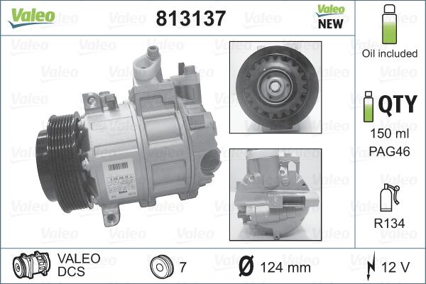 Valeo 813137 - Kompressori, ilmastointilaite inparts.fi