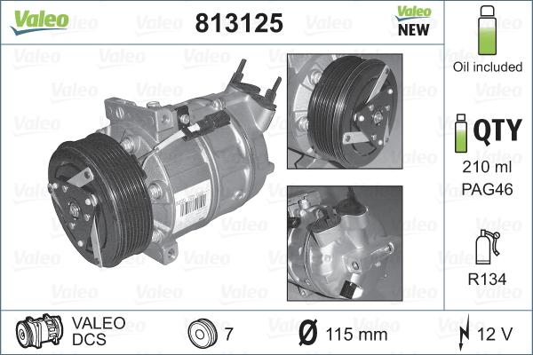 Valeo 813125 - Kompressori, ilmastointilaite inparts.fi