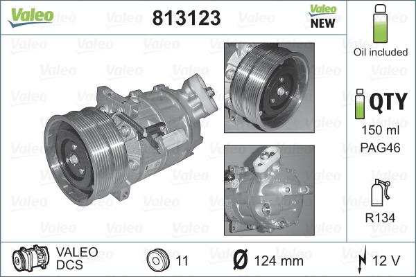 Valeo 813123 - Kompressori, ilmastointilaite inparts.fi