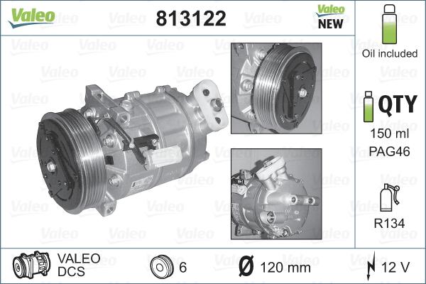 Valeo 813122 - Kompressori, ilmastointilaite inparts.fi