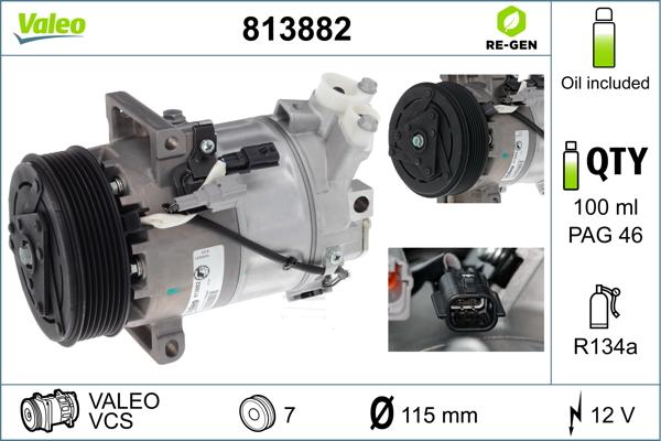 Valeo 813882 - Kompressori, ilmastointilaite inparts.fi