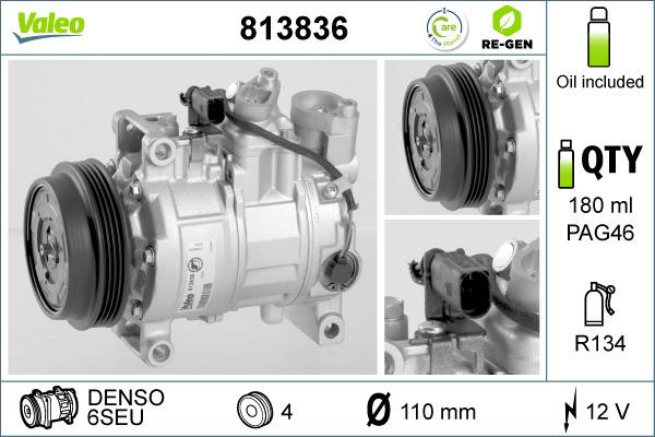 Valeo 813836 - Kompressori, ilmastointilaite inparts.fi