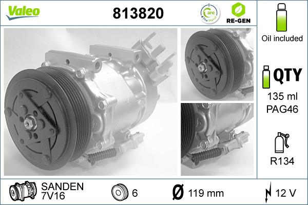 Valeo 813820 - Kompressori, ilmastointilaite inparts.fi